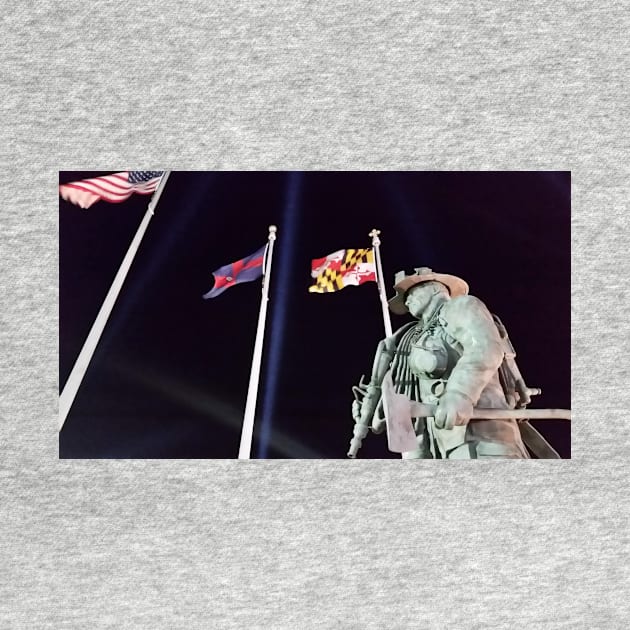 Fireman Memorial, Ocean City, MD by searchlight